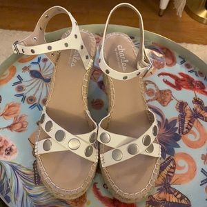 White espadrilles with silver studs